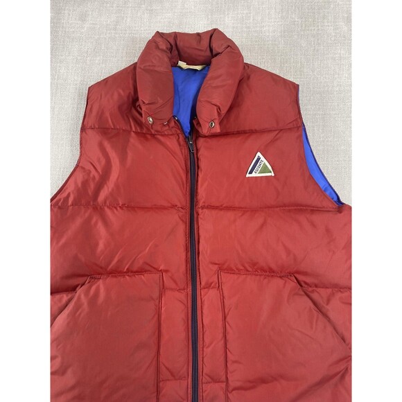 Vintage Ascente Down Puffer Vest Mens Small Red Blue Outdoor Ski Puffy 80s USA - Picture 2 of 14